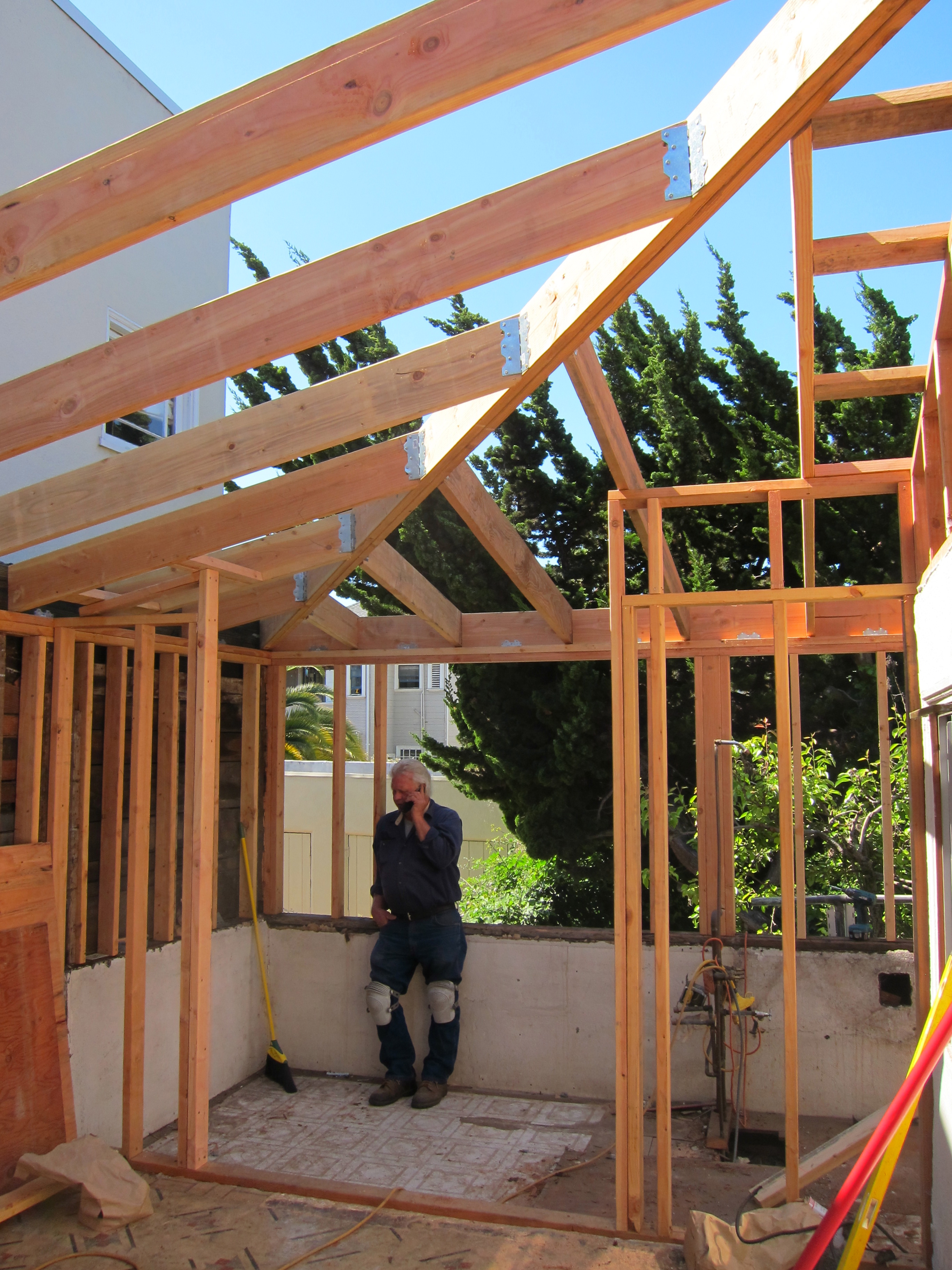 New roof and wall framing