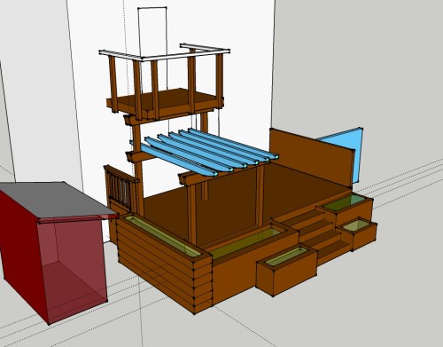 sketchup model of the multi-layered landscape design