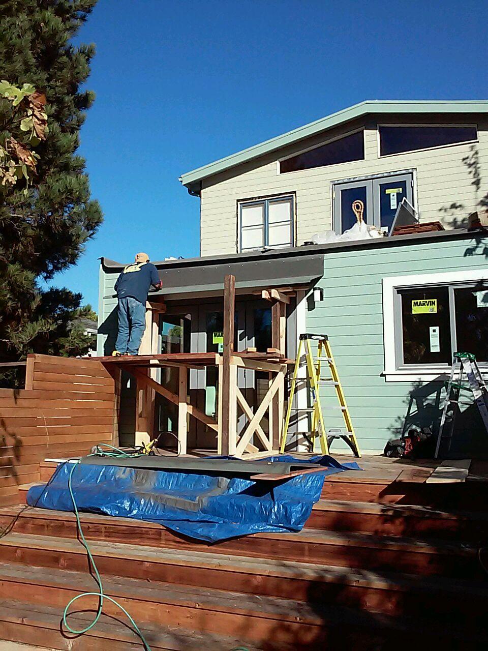 This is a different job. They have just installed that 3/16" Steel Awning. Very Heavy. (Thanks for the photo Steve Coleman)